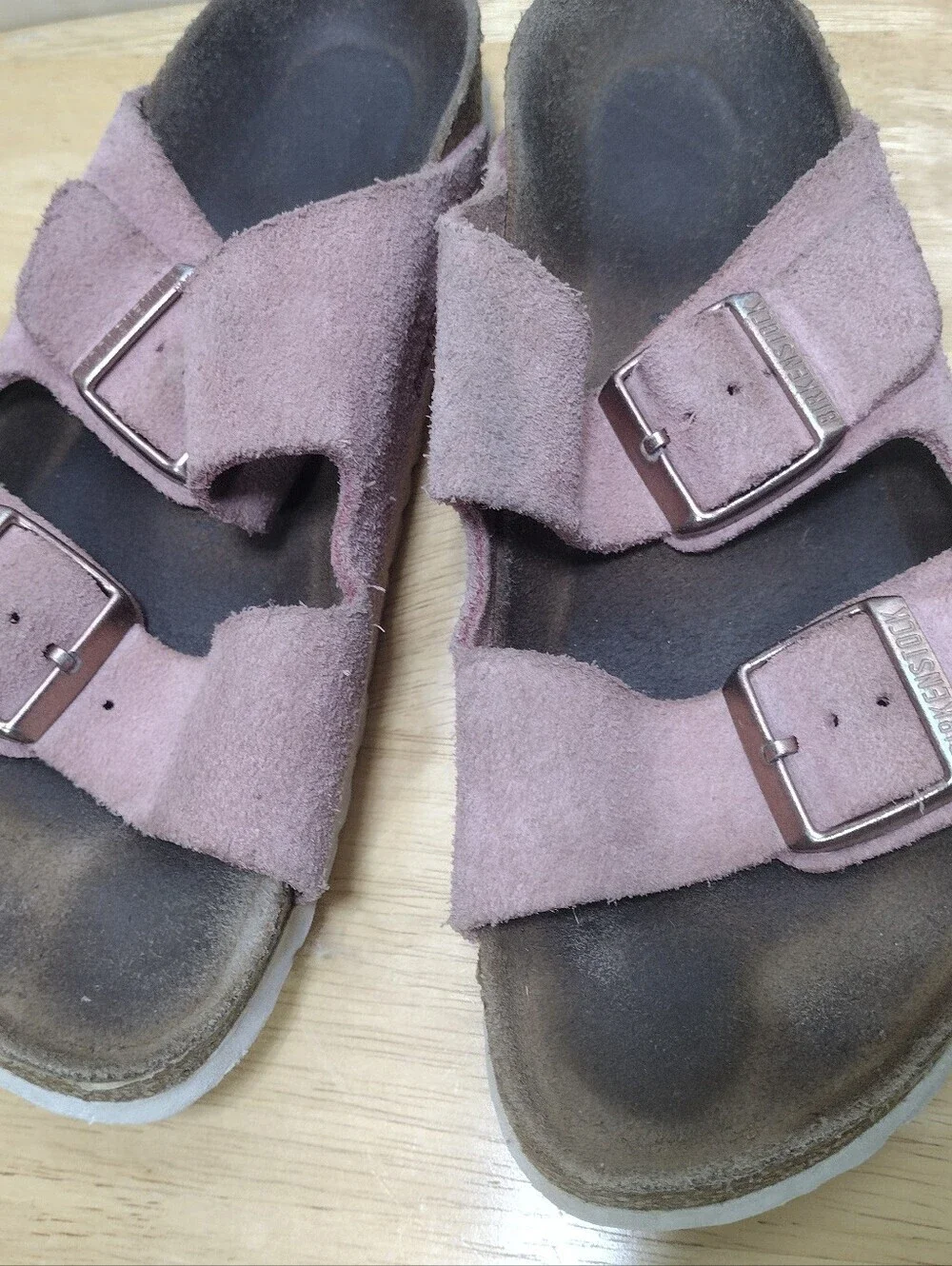 BIRKENSTOCK Arizona 37 / 6 Pink Suede Slides 2 Strap Slip-on Sandals